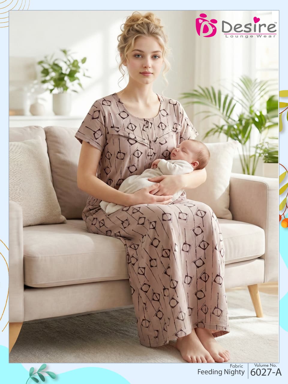 Desire Feeding Nighty Vol 6027 Cotton Printed Daily Wear Nighty Collection