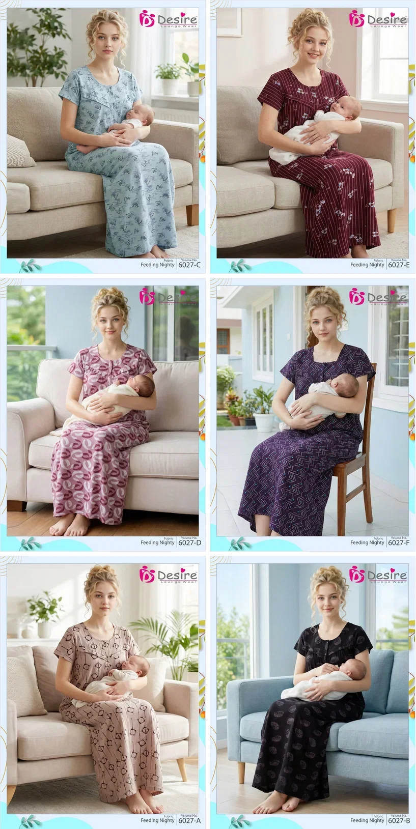 Desire Feeding Nighty Vol 6027 Cotton Printed Daily Wear Nighty Collection