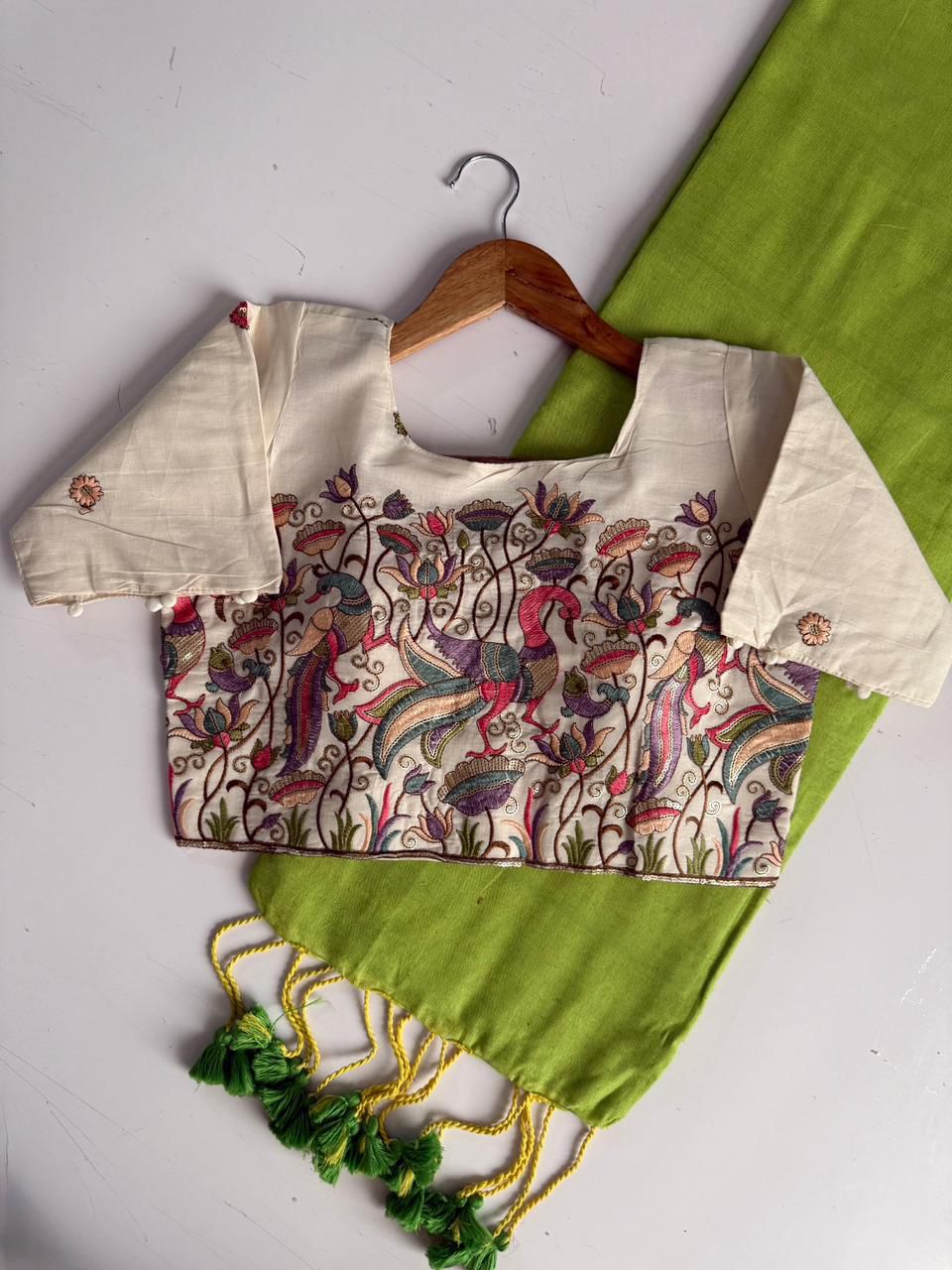 Lekha CF 253 Khadi Cotton Plain Saree With Readymade Blouse