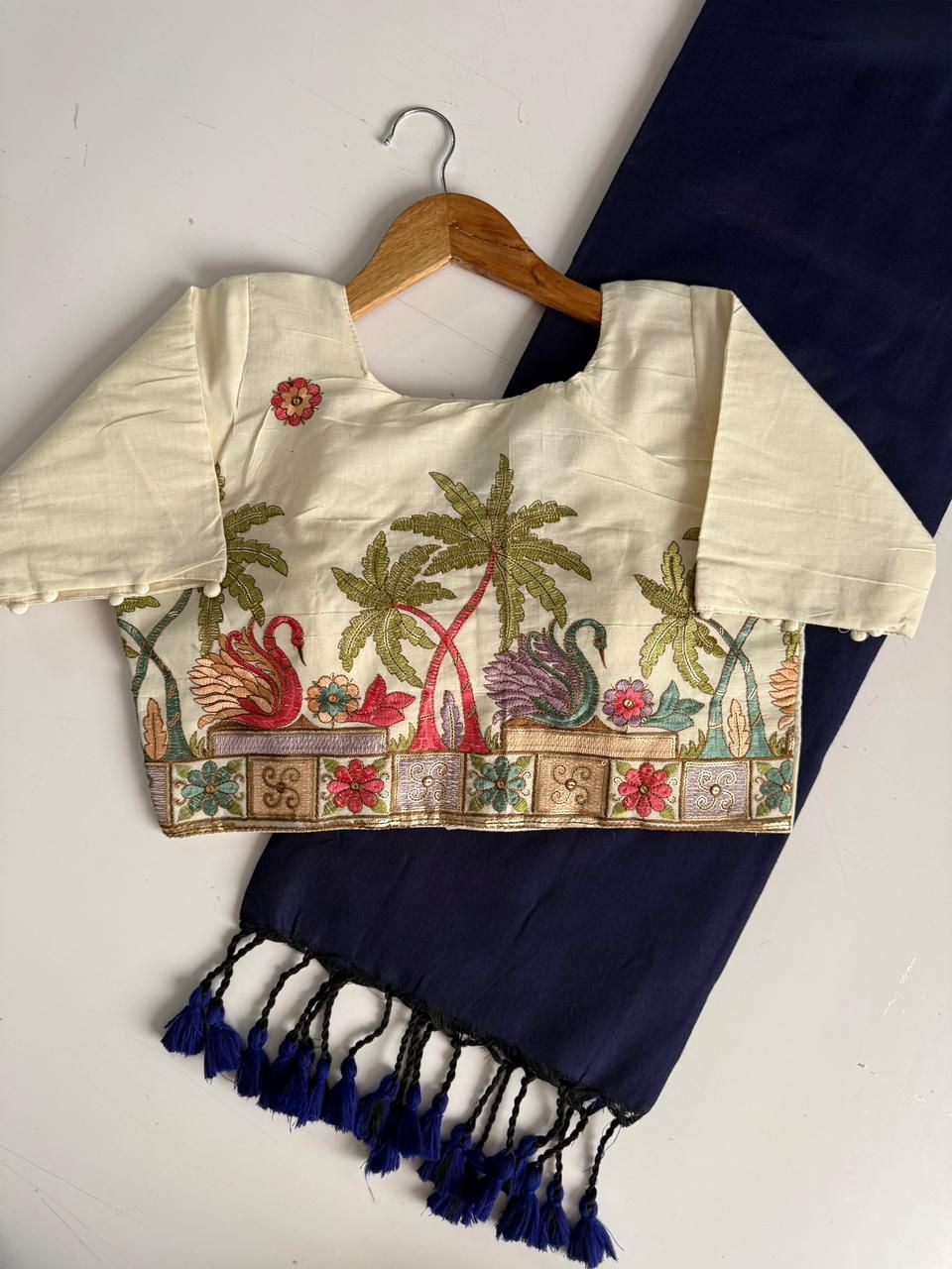 Lekha CF 253 Khadi Cotton Plain Saree With Readymade Blouse