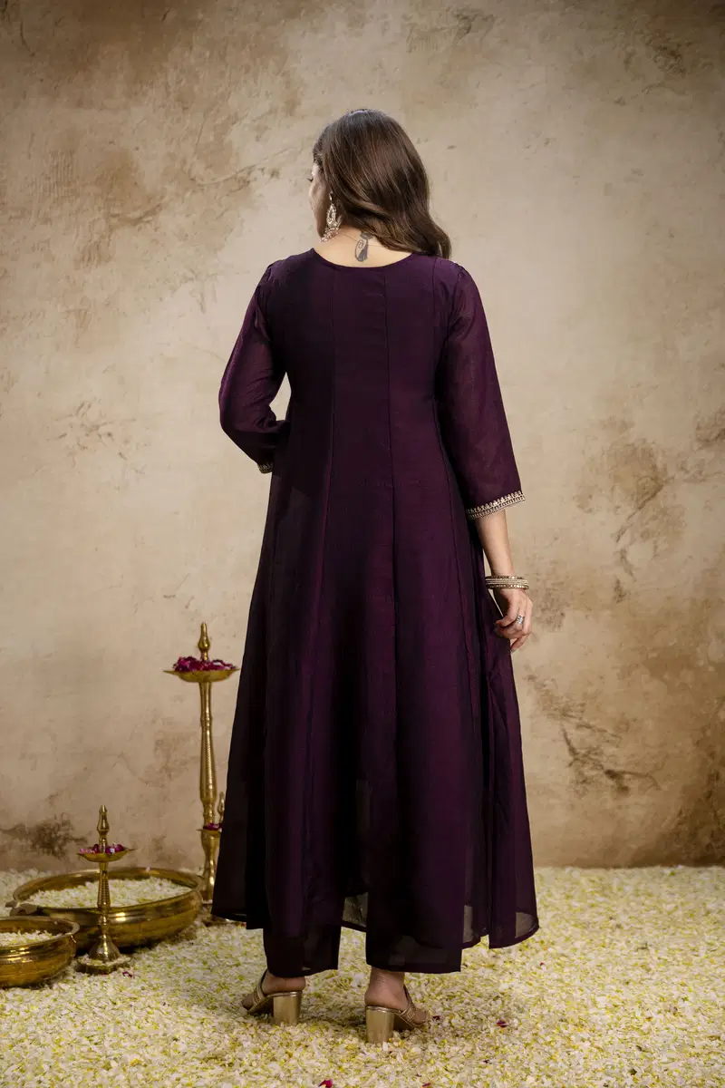 Aravani Vol 2 Vichitra Silk Embroidery Anarkali Kurti Pant With Dupatta
