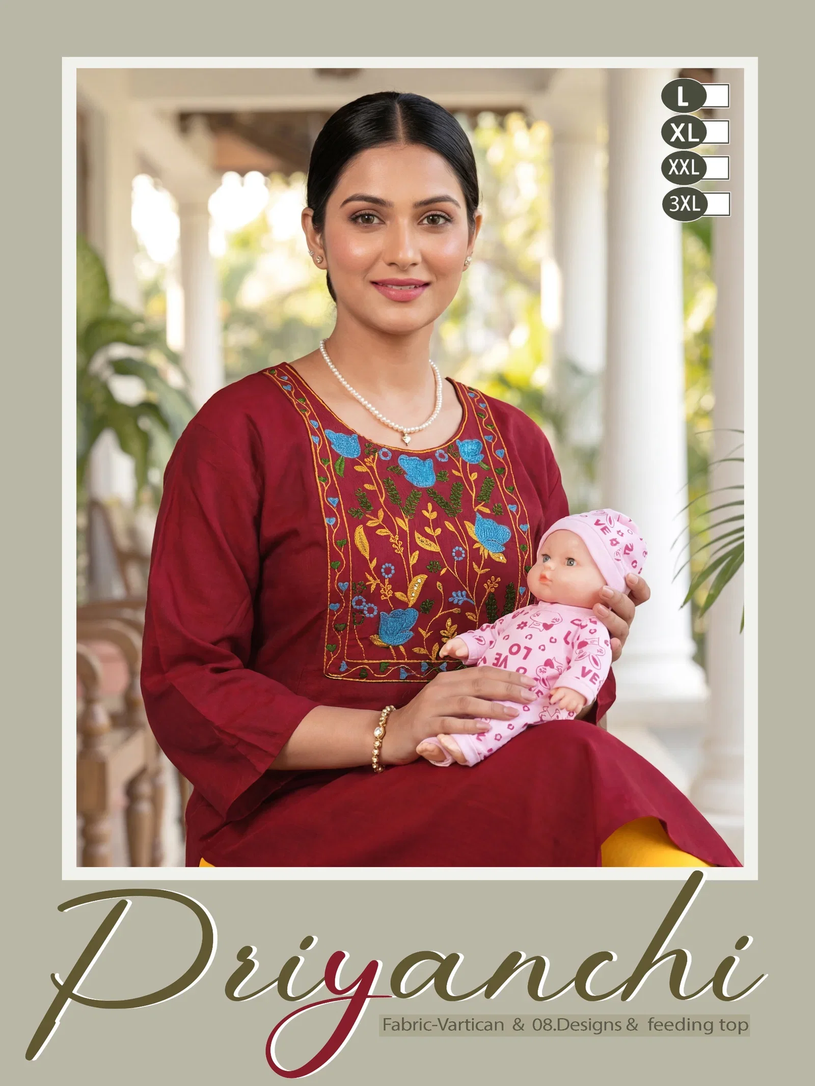 Priyanchi Vertican Sequence Worked Plain Feeding Kurti Collection