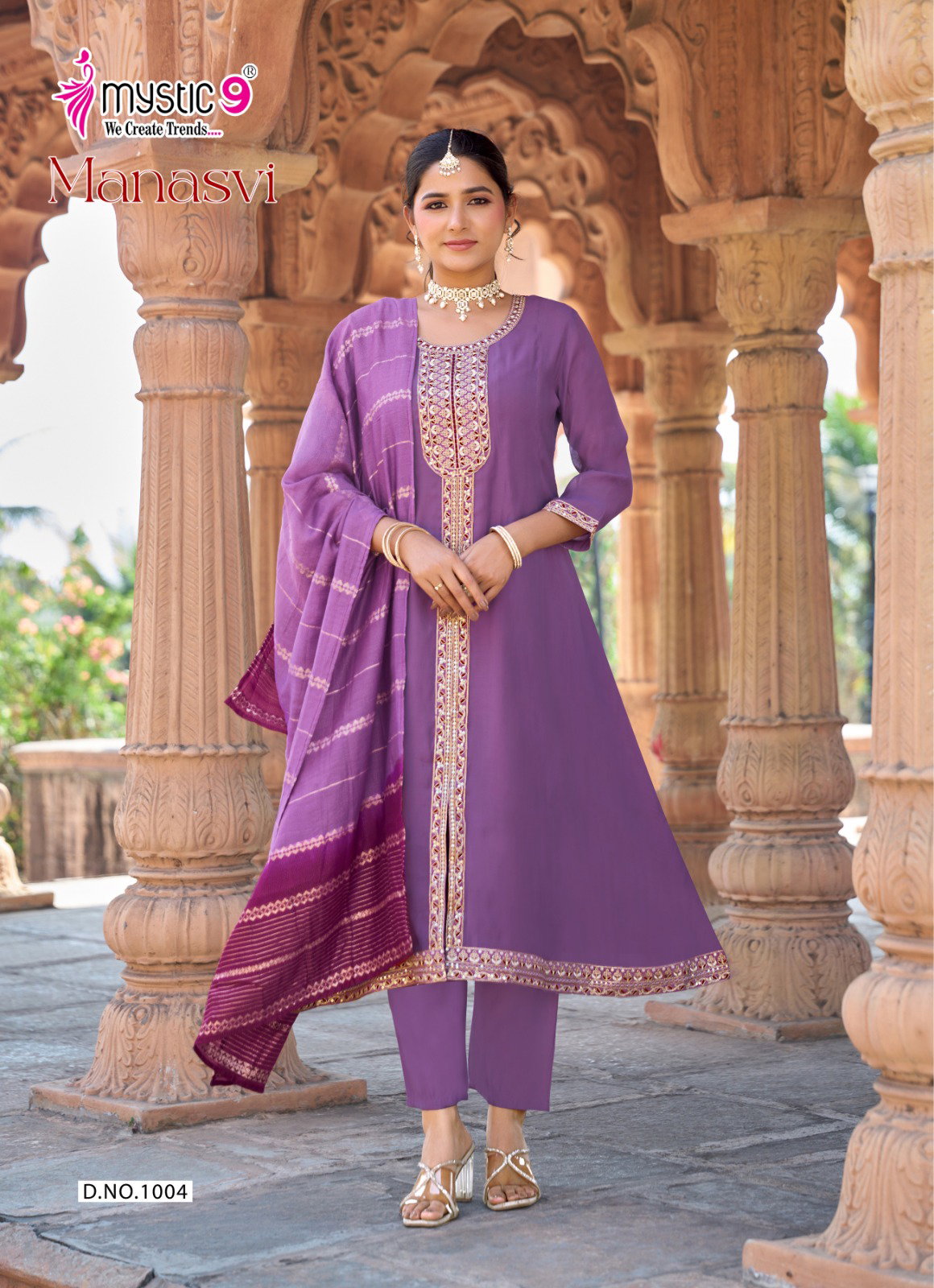 Mystic 9 Manasvi vol 1 Mul Chanderi Anarkali Top With Bottom And Dupatta