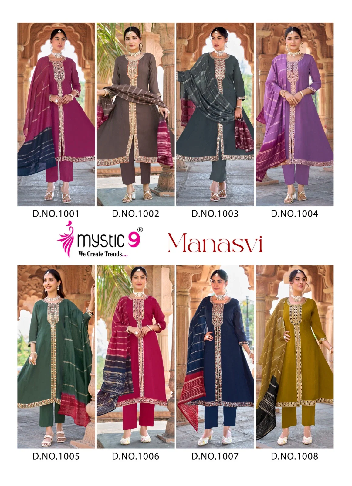 Mystic 9 Manasvi vol 1 Mul Chanderi Anarkali Top With Bottom And Dupatta