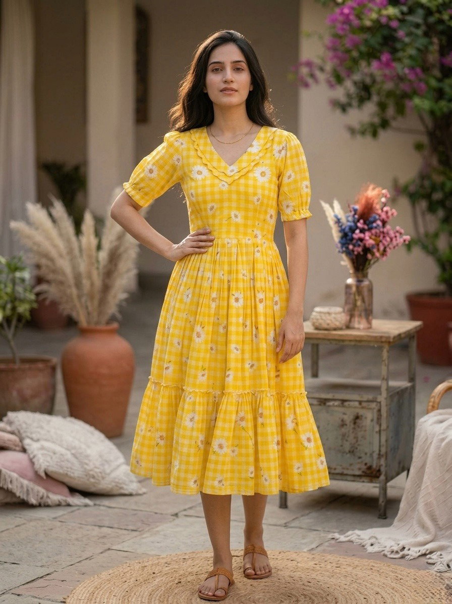 Lekha KA 1257 Muslin Silk Gingham Print Kurti