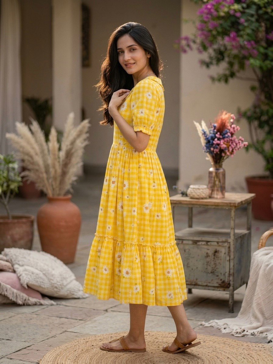 Lekha KA 1257 Muslin Silk Gingham Print Kurti
