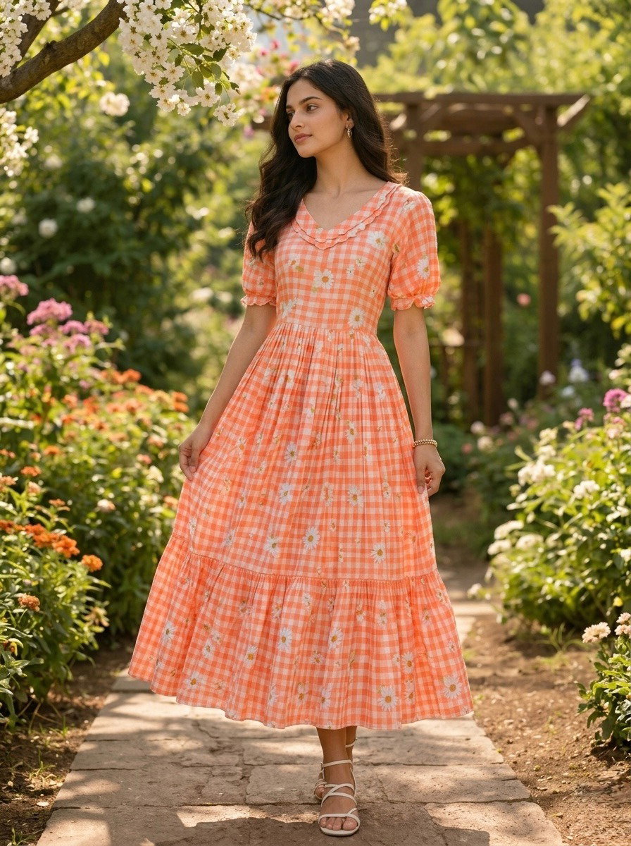 Lekha KA 1257 Muslin Silk Gingham Print Kurti