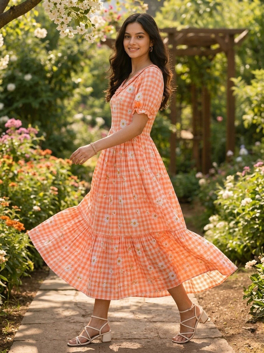 Lekha KA 1257 Muslin Silk Gingham Print Kurti