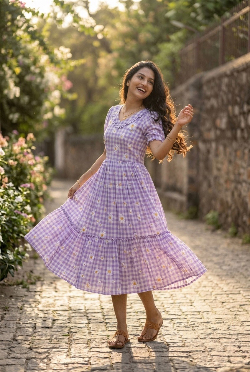 Lekha KA 1257 Muslin Silk Gingham Print Kurti