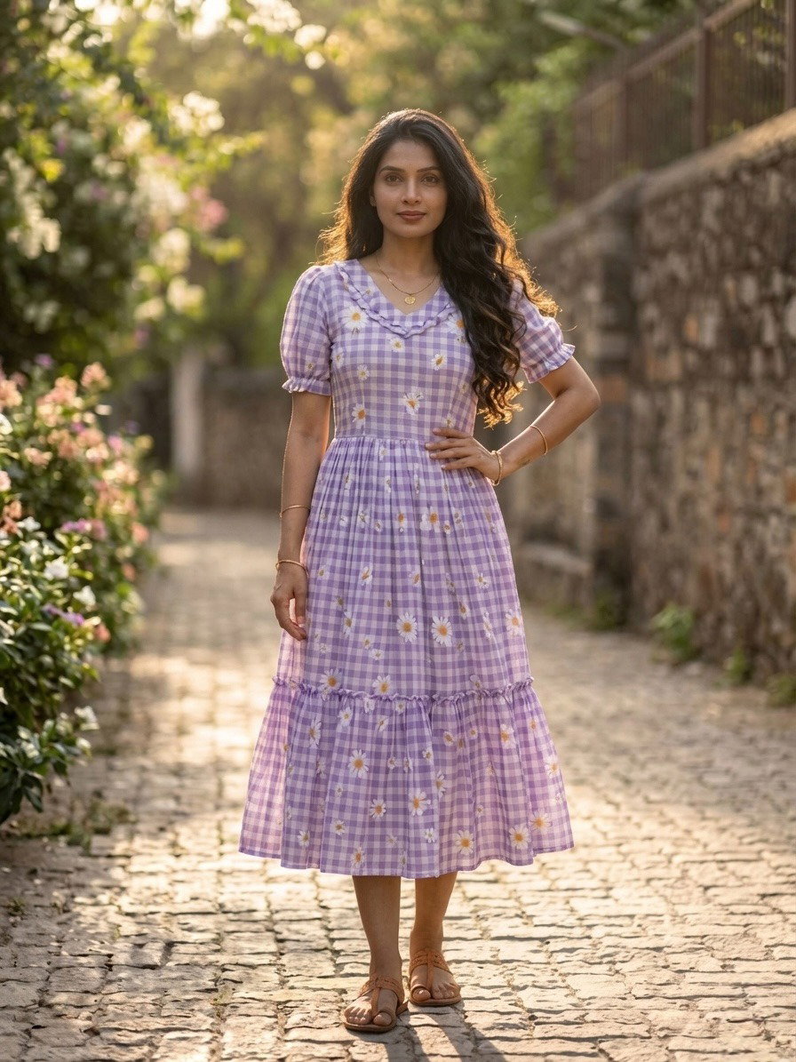Lekha KA 1257 Muslin Silk Gingham Print Kurti