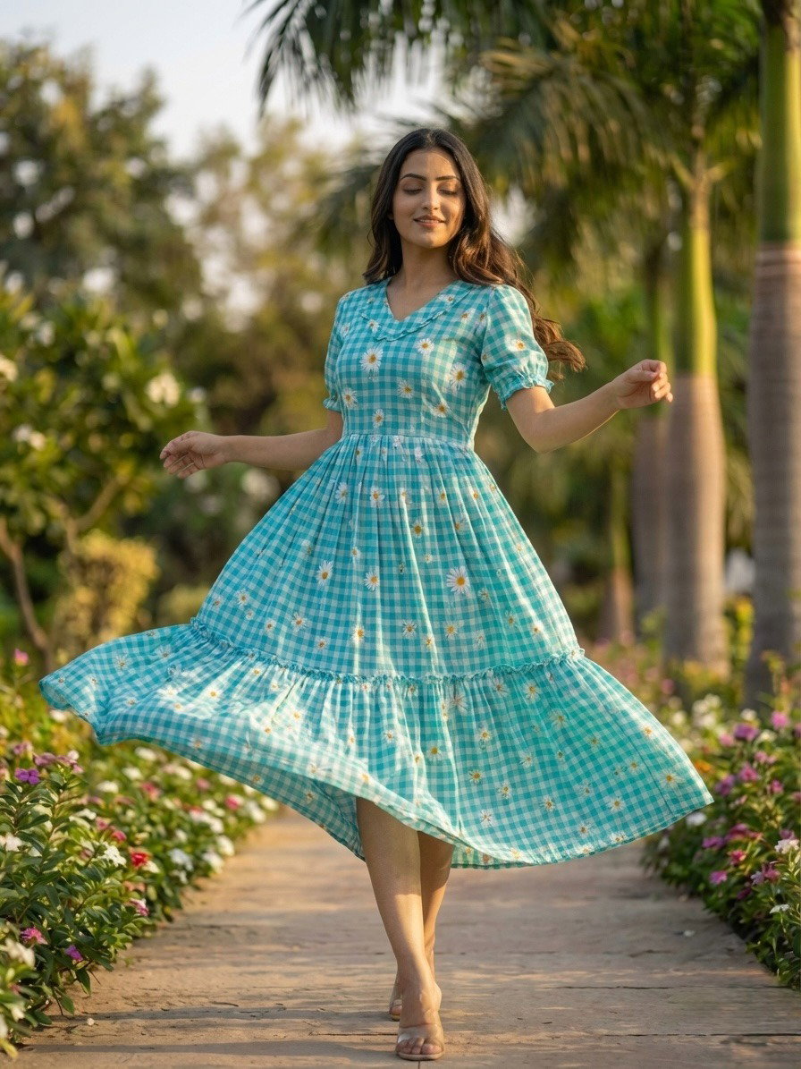 Lekha KA 1257 Muslin Silk Gingham Print Kurti