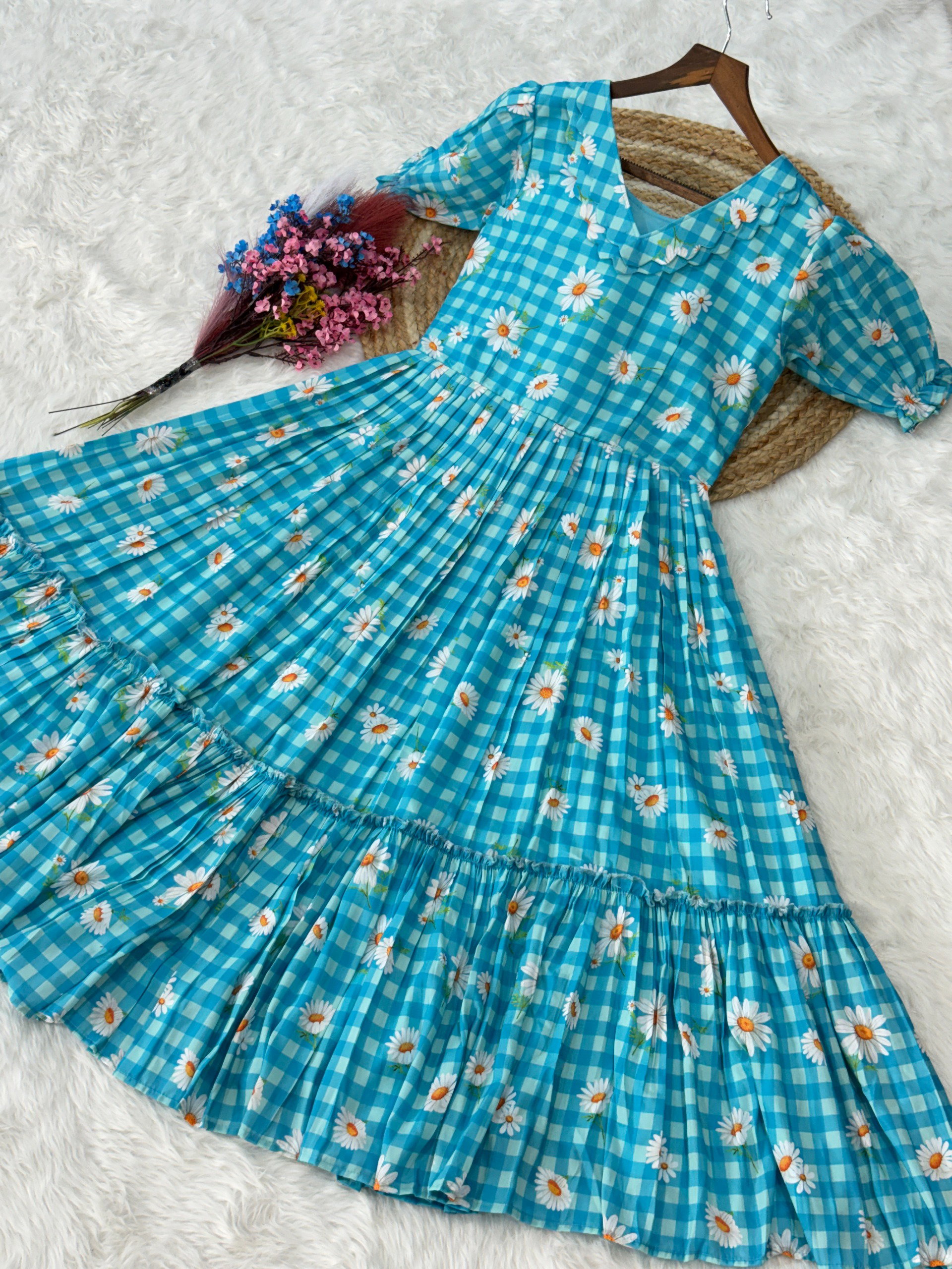 Lekha KA 1257 Muslin Silk Gingham Print Kurti