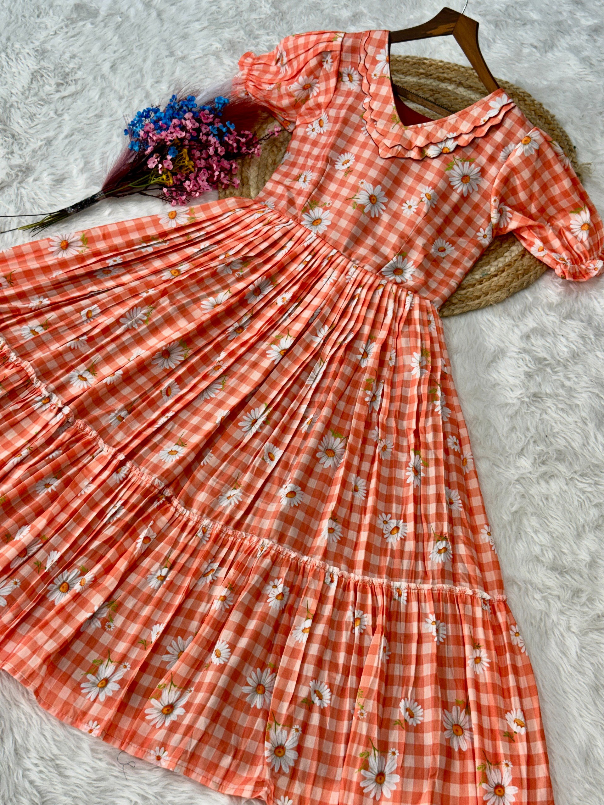 Lekha KA 1257 Muslin Silk Gingham Print Kurti