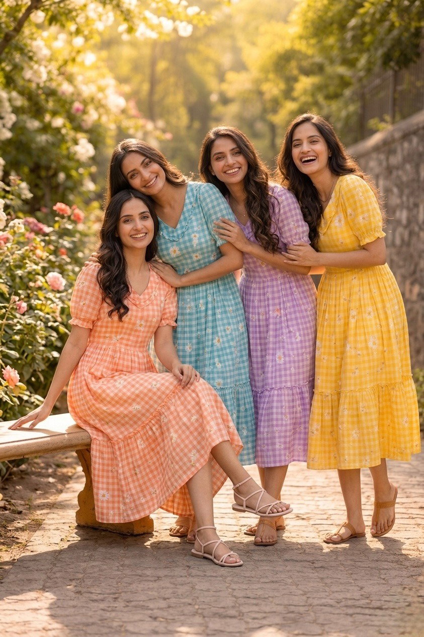 Lekha KA 1257 Muslin Silk Gingham Print Kurti