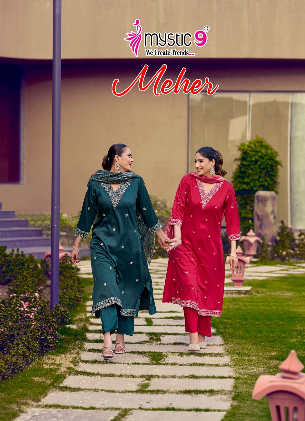 Mystic 9 Meher Vol 1 Gajji Silk With Sleeve lock Anarkali Top With Bottom And Dupatta