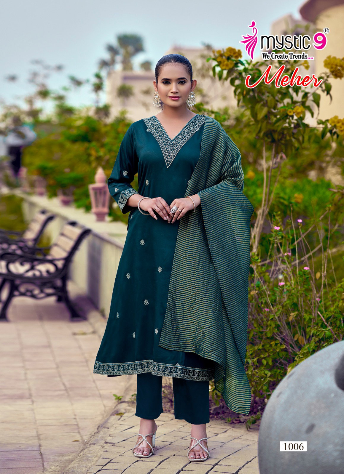 Mystic 9 Meher Vol 1 Gajji Silk With Sleeve lock Anarkali Top With Bottom And Dupatta