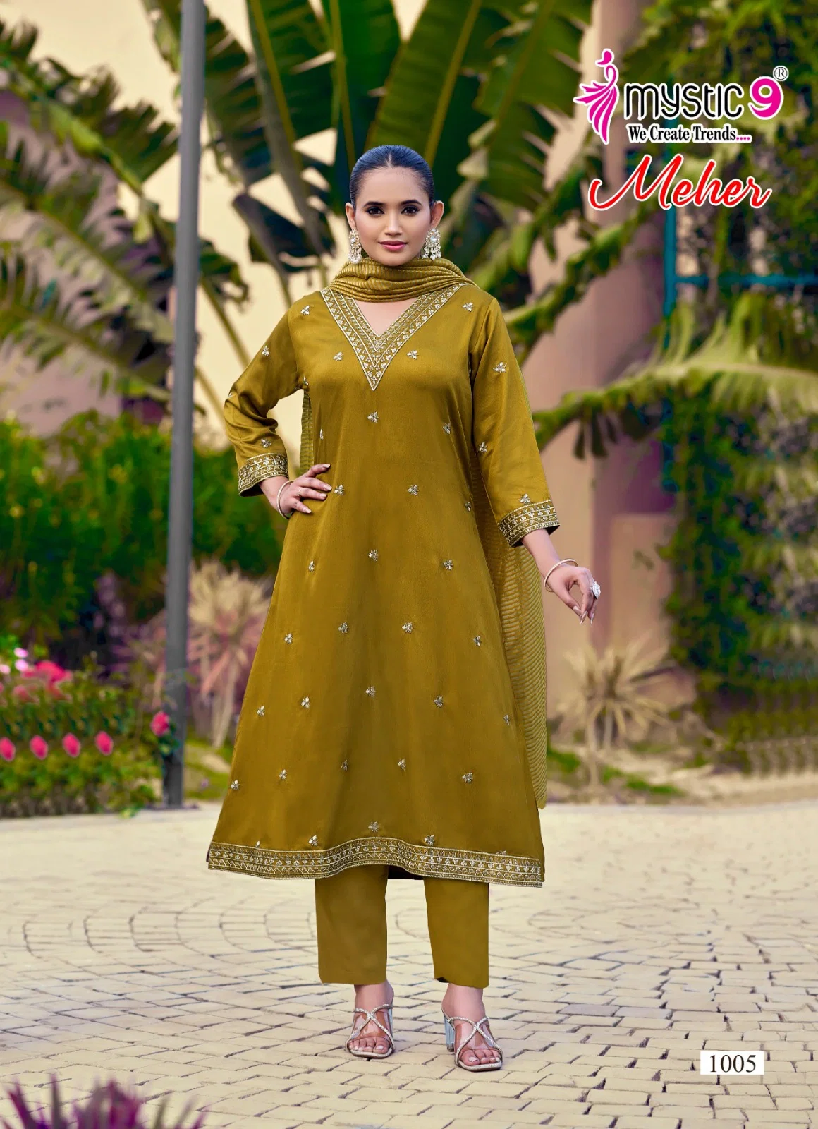 Mystic 9 Meher Vol 1 Gajji Silk With Sleeve lock Anarkali Top With Bottom And Dupatta