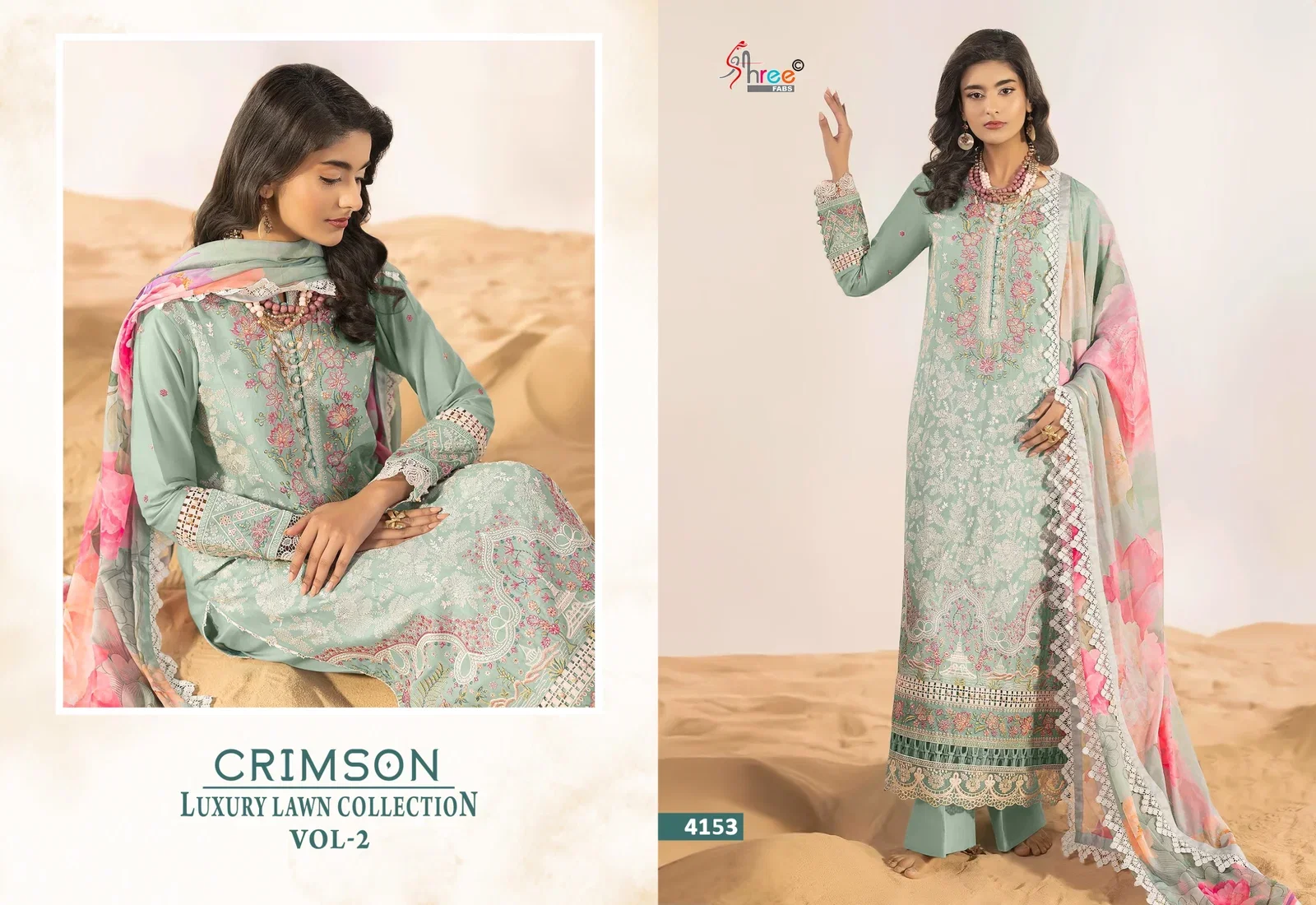 Shree Crimson Luxury Lawn Collection Vol 2 Chiffon Dupatta Pakistani Salwar Kameez