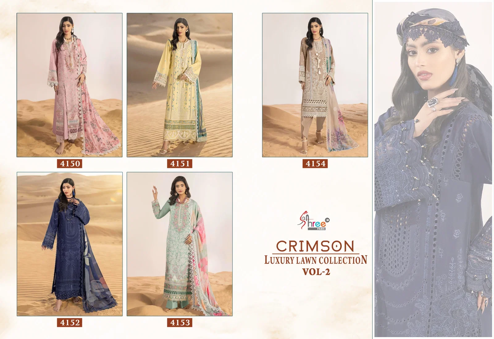 Shree Crimson Luxury Lawn Collection Vol 2 Chiffon Dupatta Pakistani Salwar Kameez