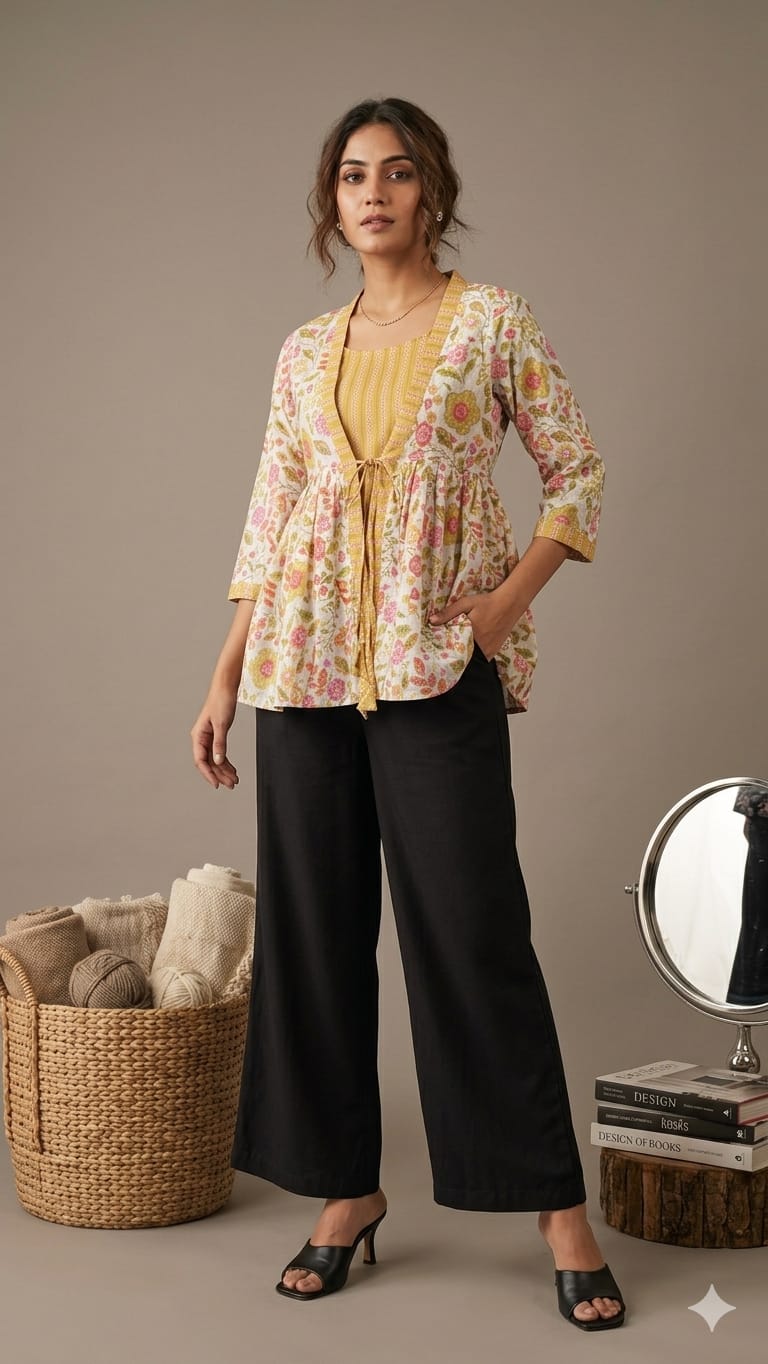 Naisha K 864 Cotton Printed Peplum Fancy Top Collection