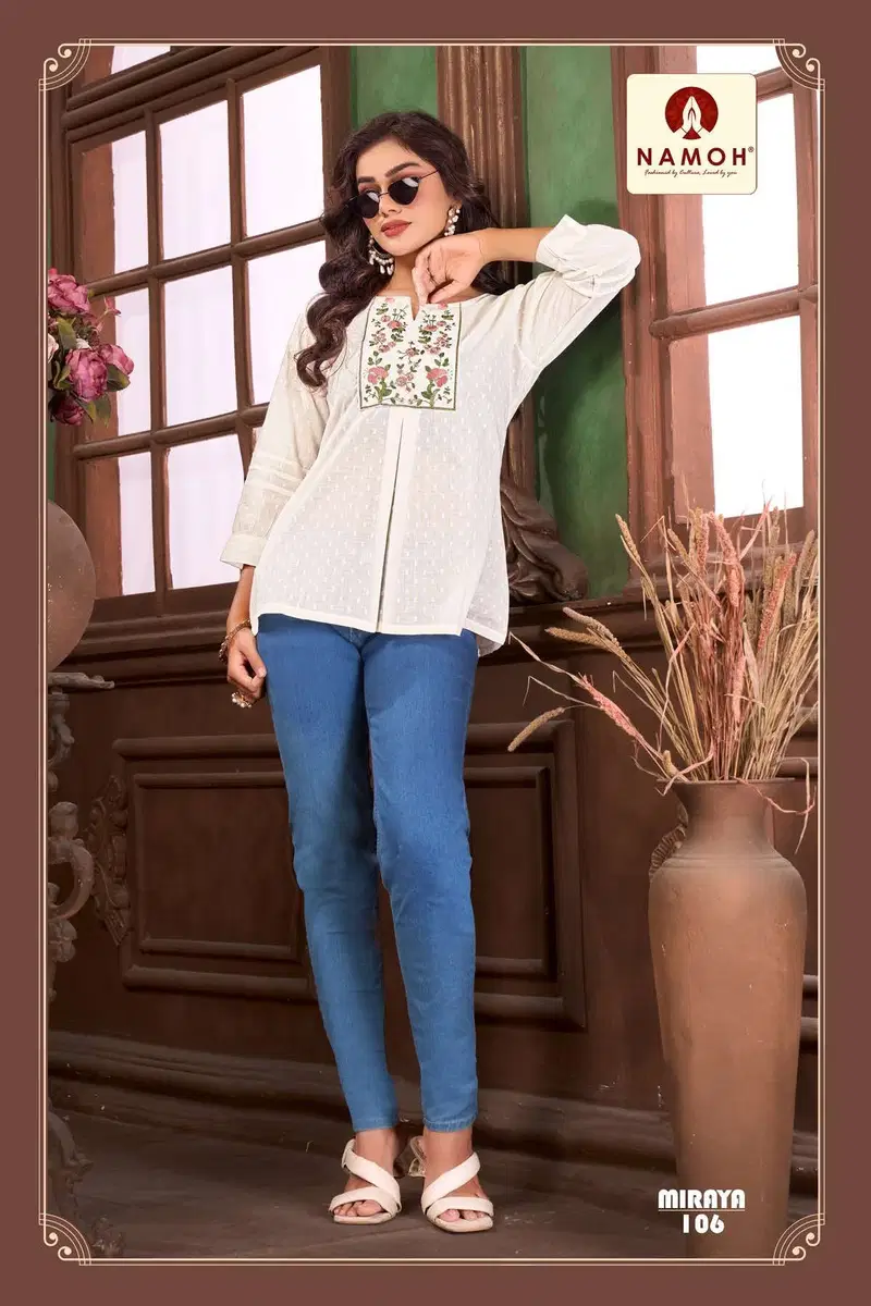 Namoh Miraya Lurex Cotton Dobby Fancy Short Top Collection