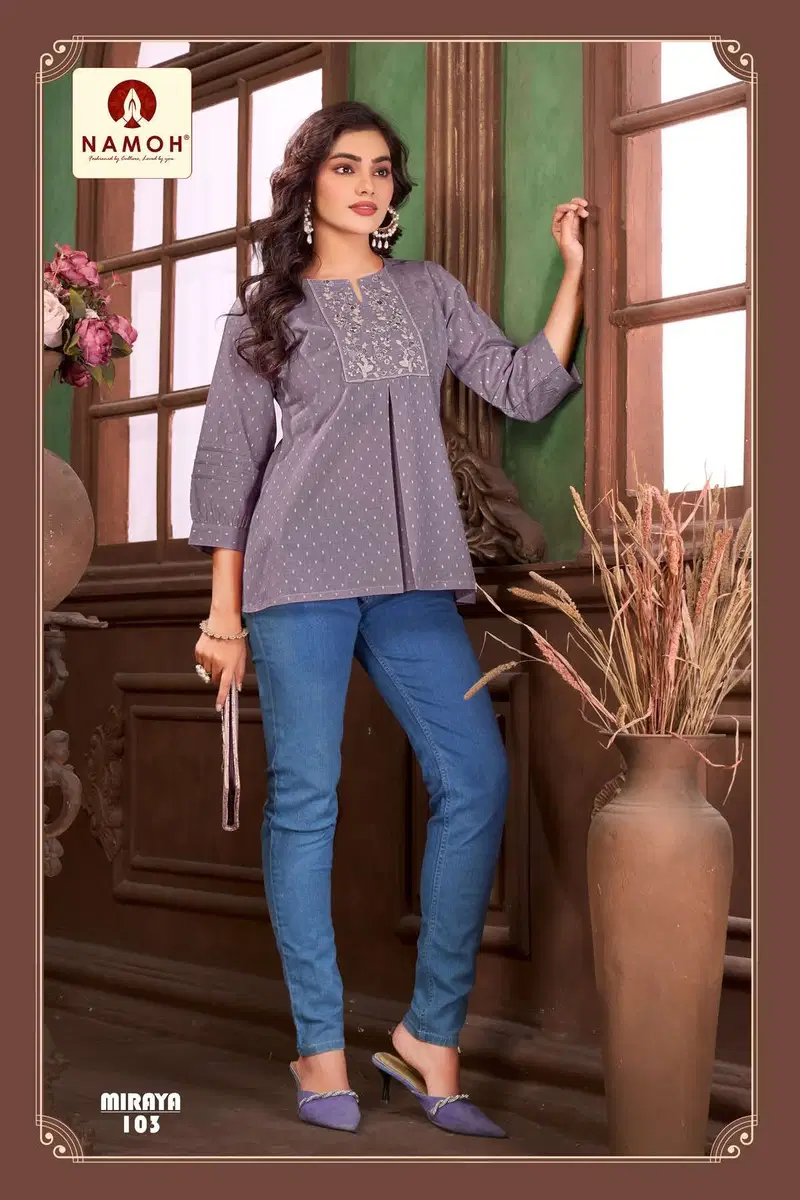 Namoh Miraya Lurex Cotton Dobby Fancy Short Top Collection