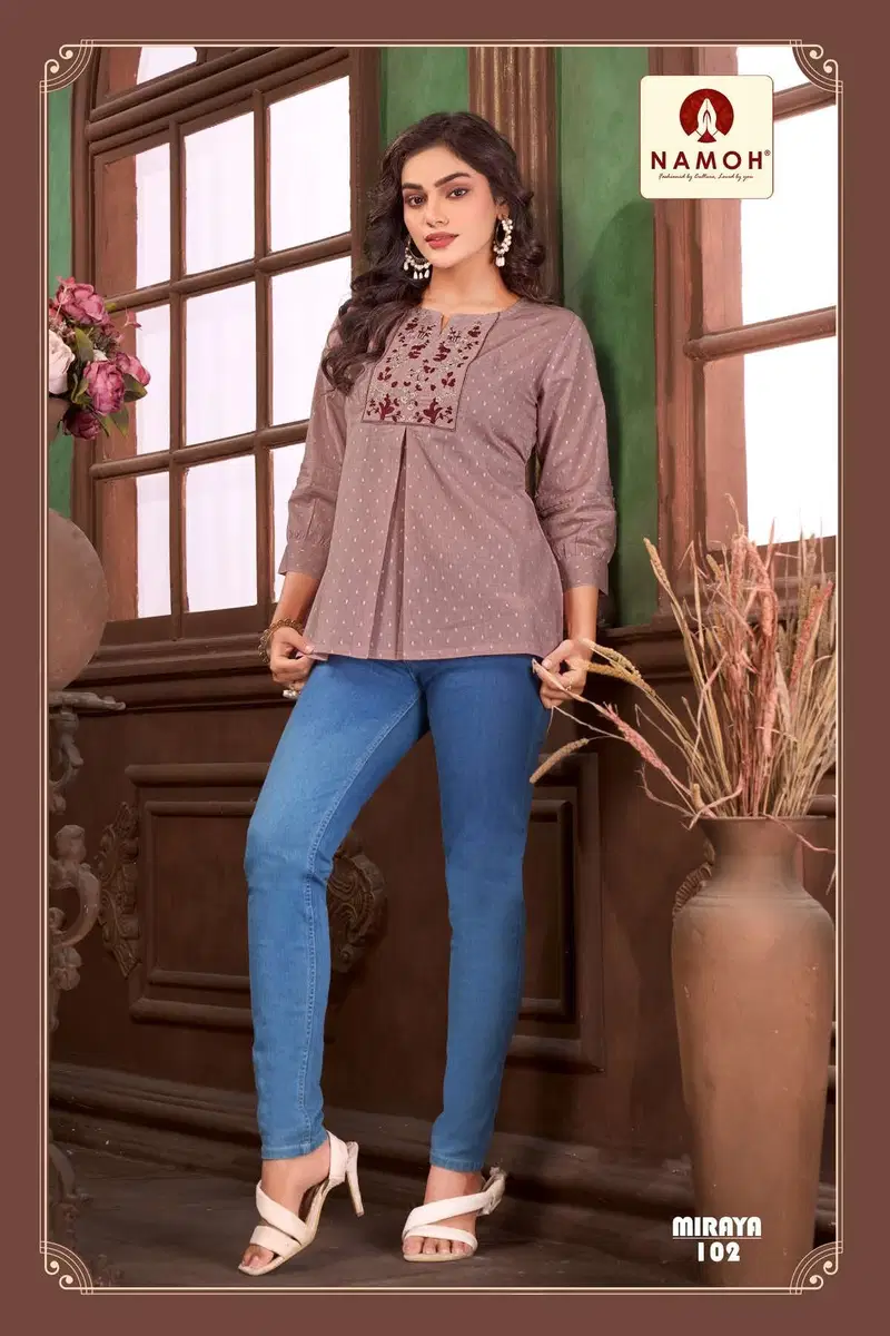 Namoh Miraya Lurex Cotton Dobby Fancy Short Top Collection