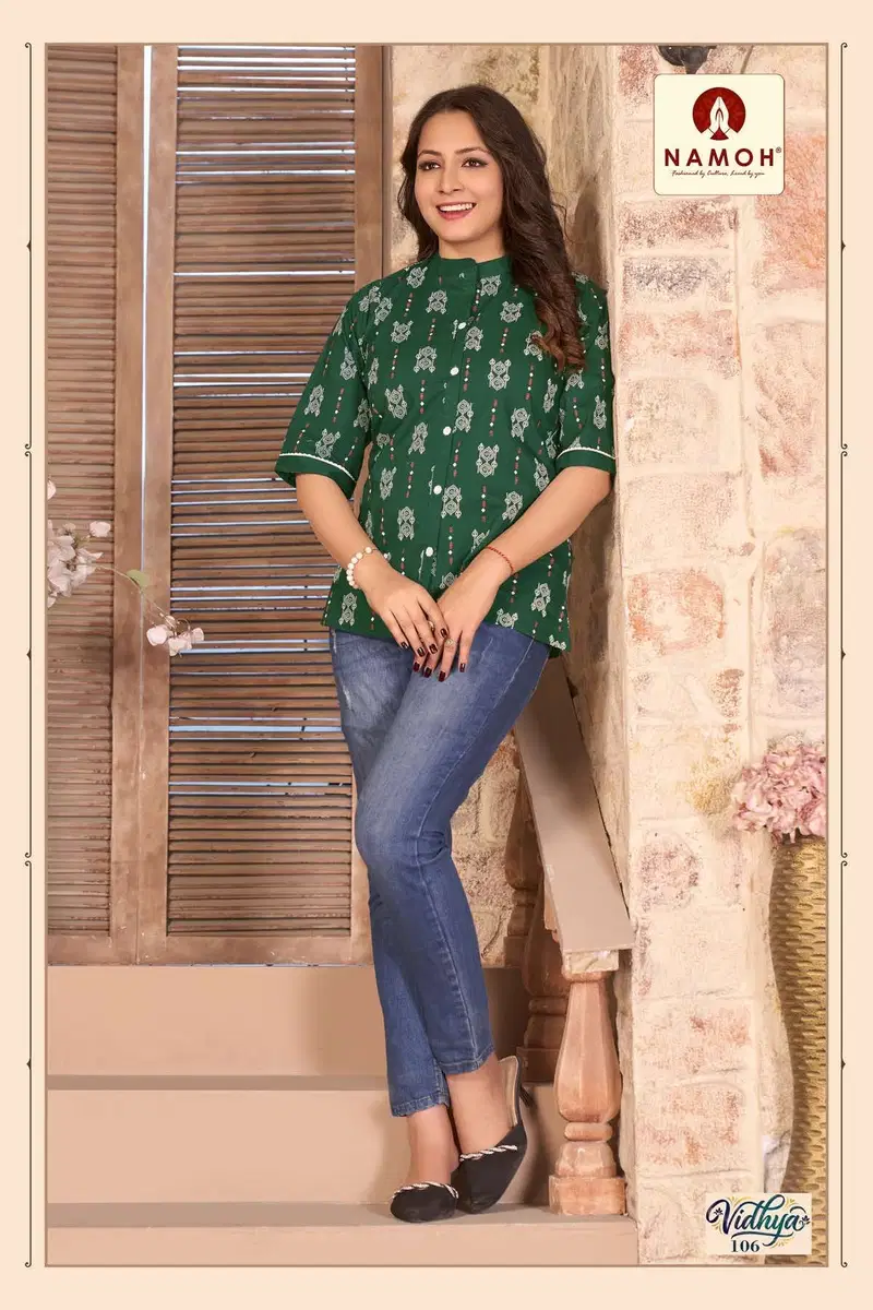 Namoh Vidhya Dhabu Cotton Printed Short Top Collection