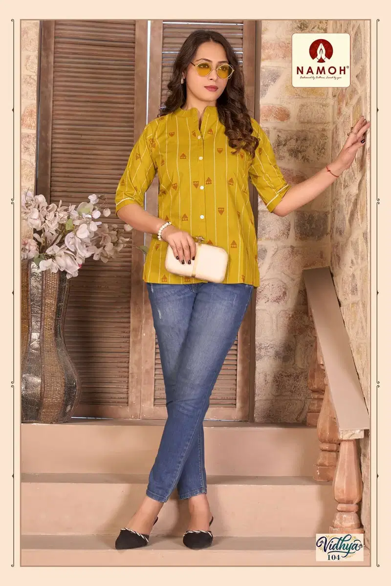 Namoh Vidhya Dhabu Cotton Printed Short Top Collection