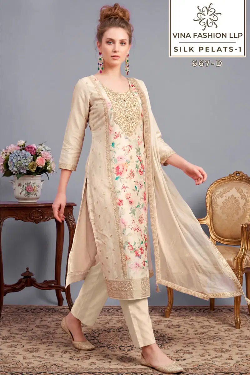 Vinay Kuleesh Silk Petals Hand Wokred Salwar Kameez Collection
