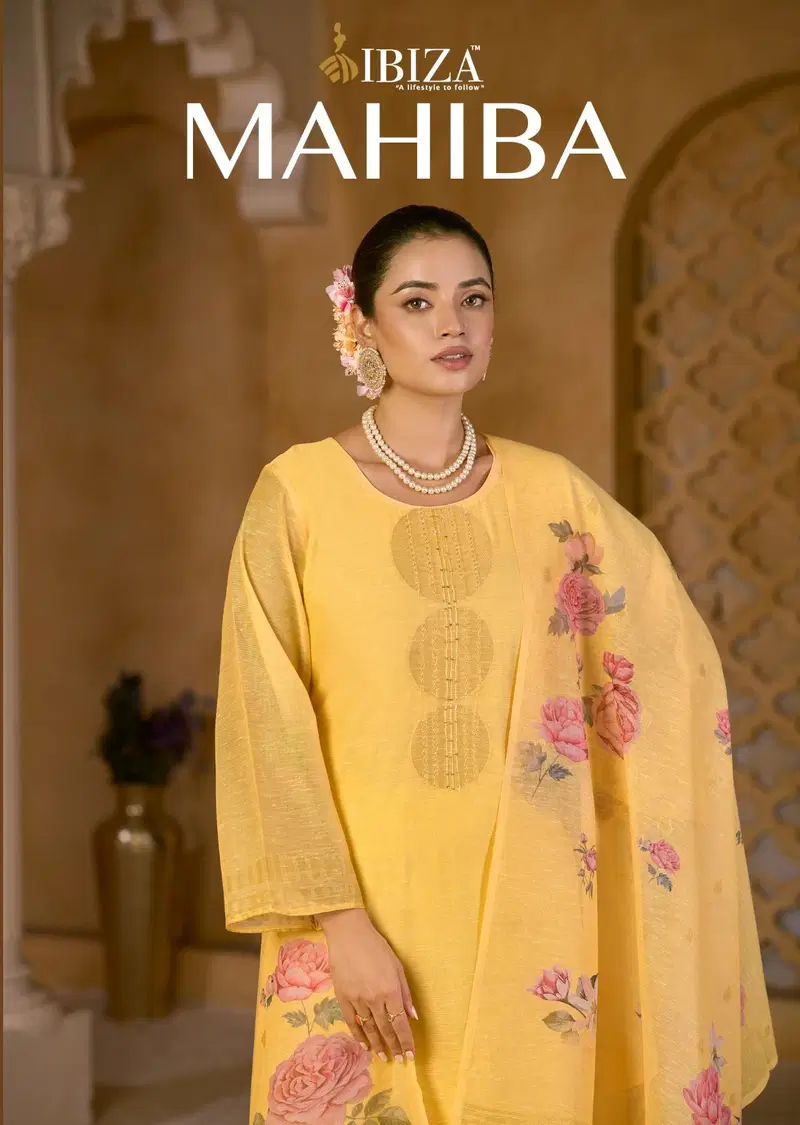 Ibiza Mahiba Pure Linen Jacqurd Digital Printed Salwar Kameez
