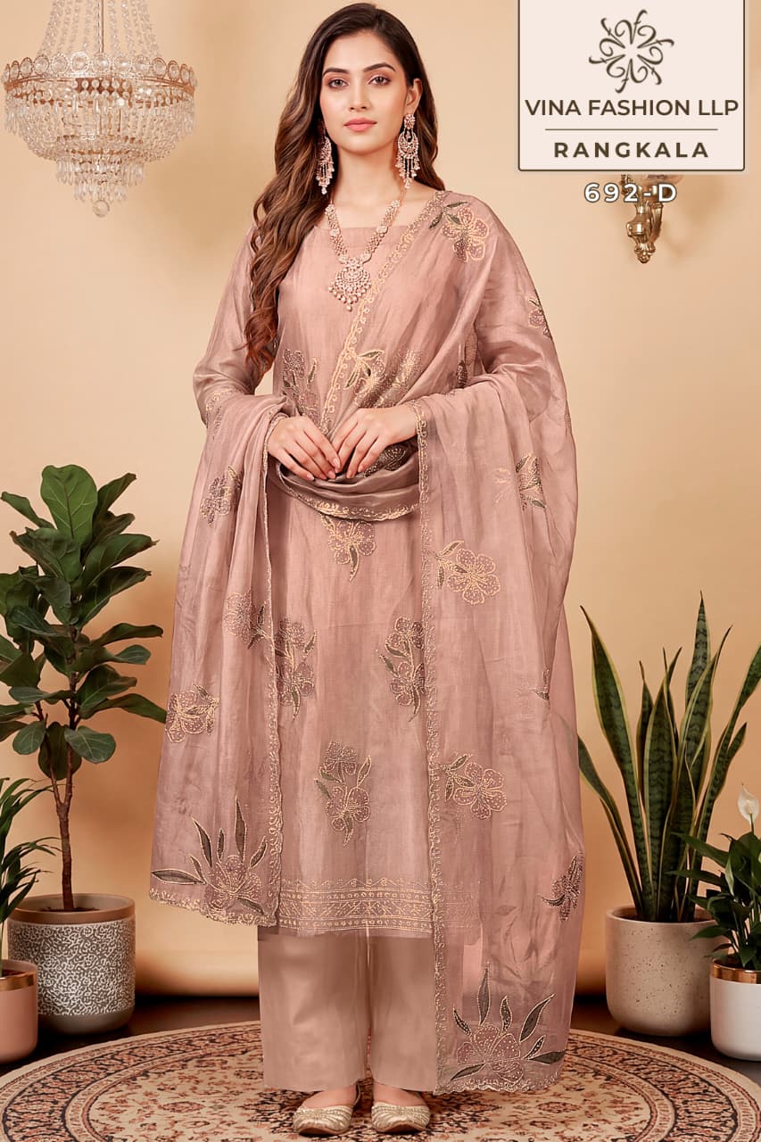 Vinay Kuleesh Rangkala Salsa Silk Hand Printed Salwar Kameez Collection
