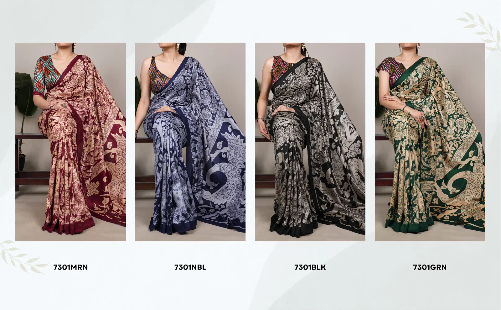 Lekha YF 7301 Tasar Silk Kalamkari Printed Saree Collection