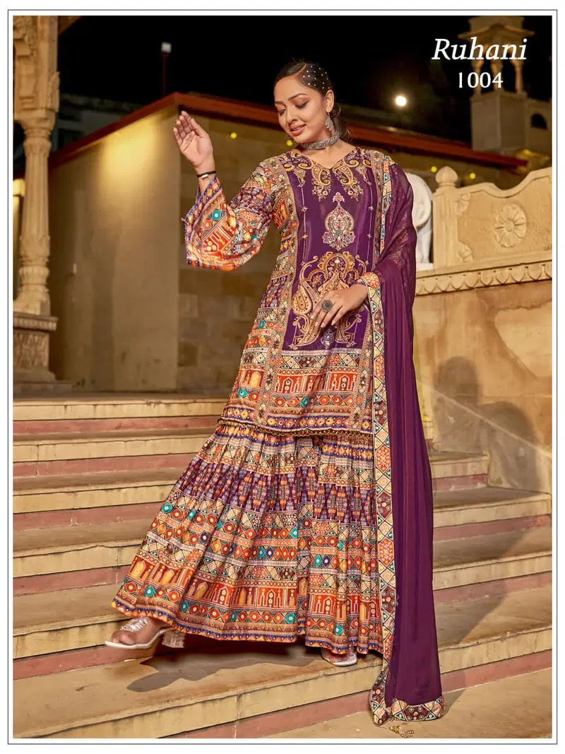 Banwery Ruhani Crape Silk Digital Print Kurti With Bottom Dupatta