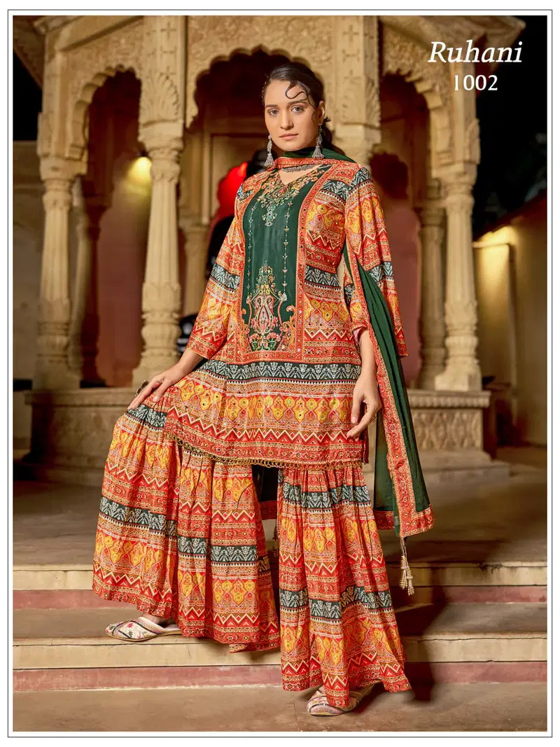 Banwery Ruhani Crape Silk Digital Print Kurti With Bottom Dupatta