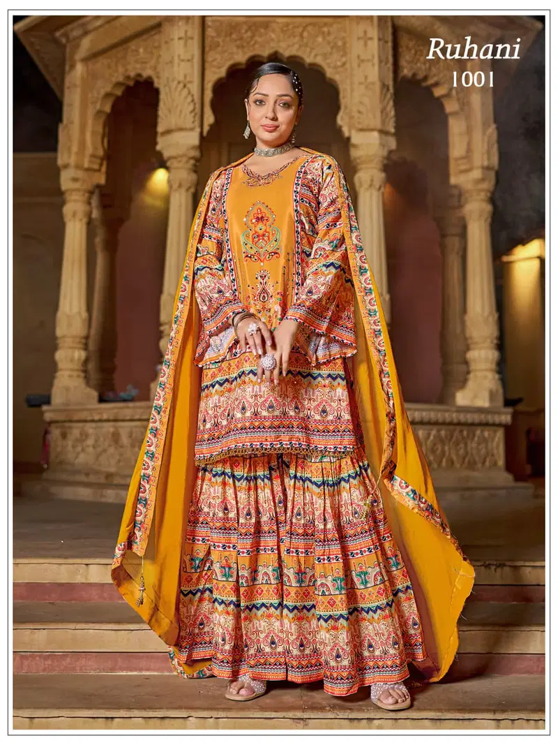 Banwery Ruhani Crape Silk Digital Print Kurti With Bottom Dupatta
