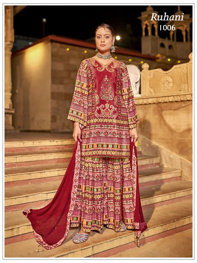 Banwery Ruhani Crape Silk Digital Print Kurti With Bottom Dupatta