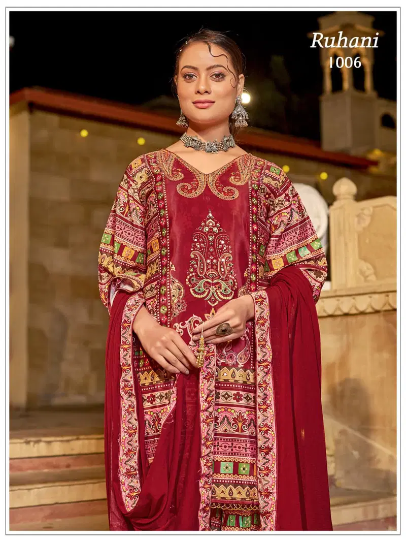 Banwery Ruhani Crape Silk Digital Print Kurti With Bottom Dupatta