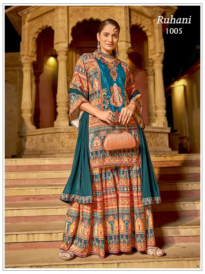 Banwery Ruhani Crape Silk Digital Print Kurti With Bottom Dupatta