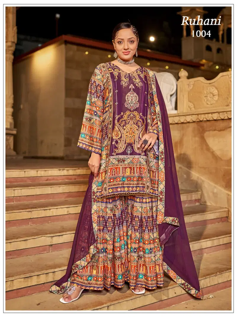Banwery Ruhani Crape Silk Digital Print Kurti With Bottom Dupatta