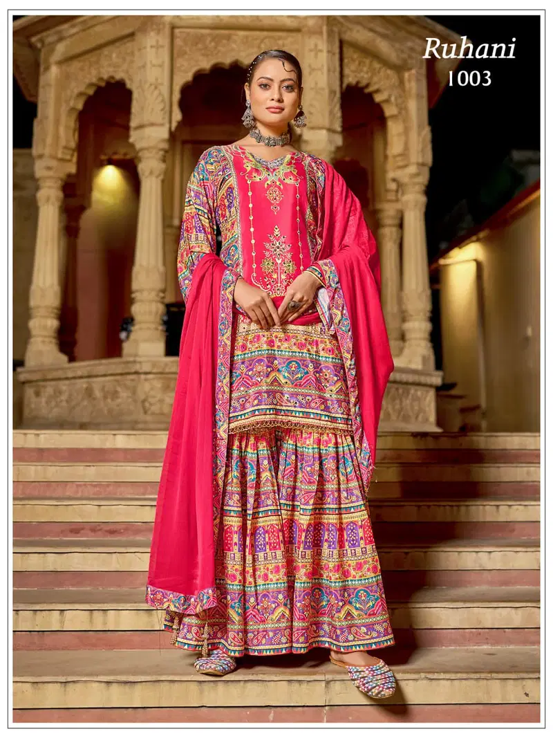 Banwery Ruhani Crape Silk Digital Print Kurti With Bottom Dupatta