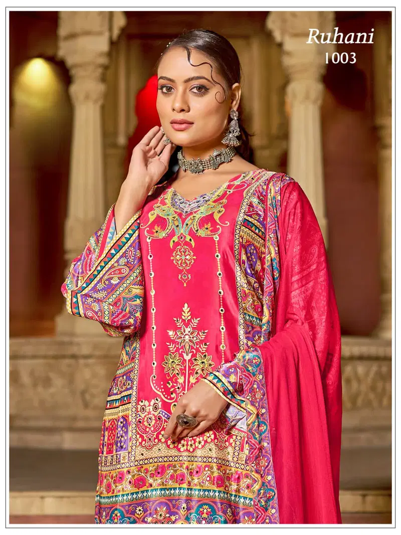 Banwery Ruhani Crape Silk Digital Print Kurti With Bottom Dupatta