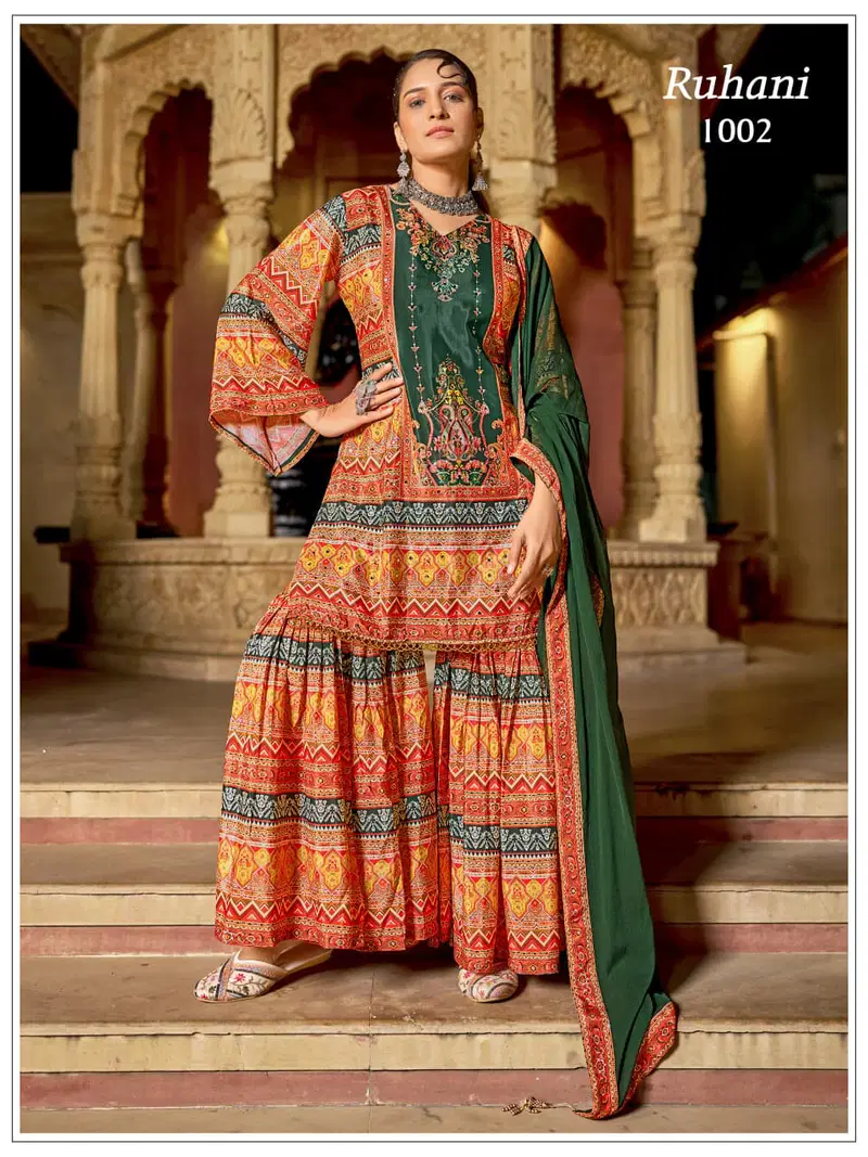Banwery Ruhani Crape Silk Digital Print Kurti With Bottom Dupatta