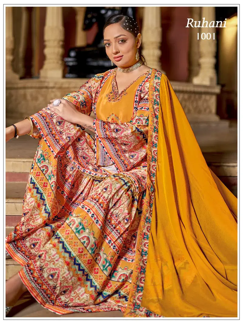 Banwery Ruhani Crape Silk Digital Print Kurti With Bottom Dupatta
