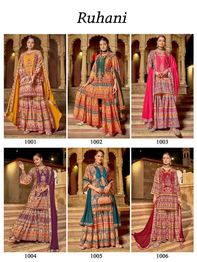 Banwery Ruhani Crape Silk Digital Print Kurti With Bottom Dupatta