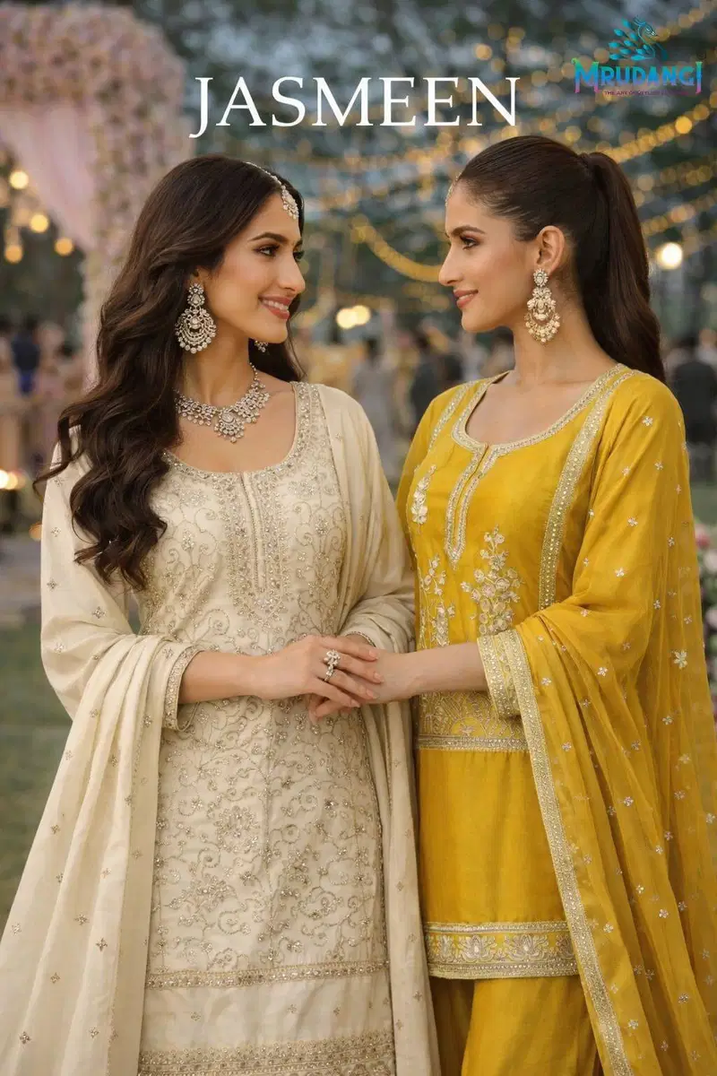 Mrudangi Jasmeen Real Silk Embroidered Salwar Kameez Collection