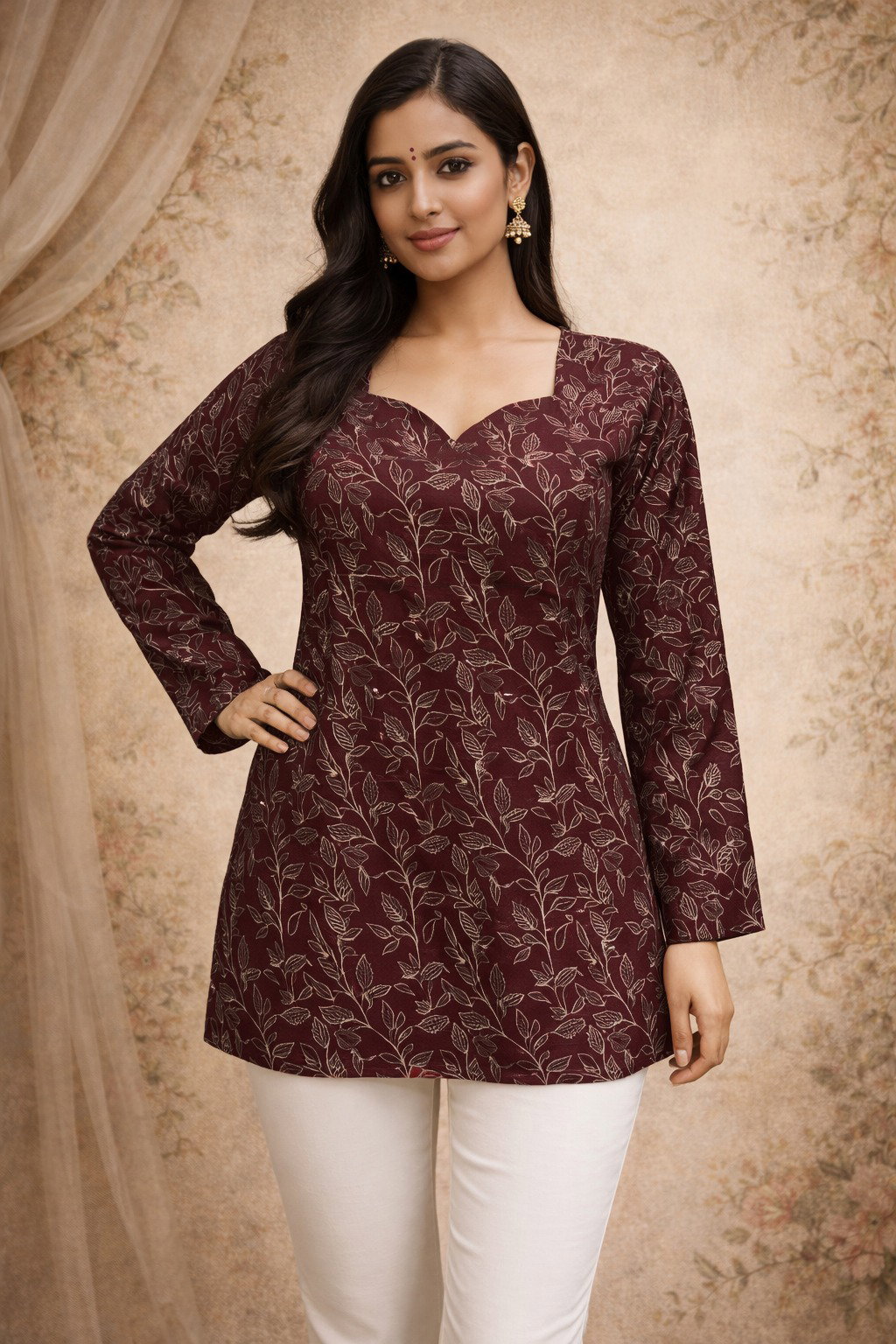 Aawiya RJ 33 Heavy Muslin Digital Printed Tunic Style Top