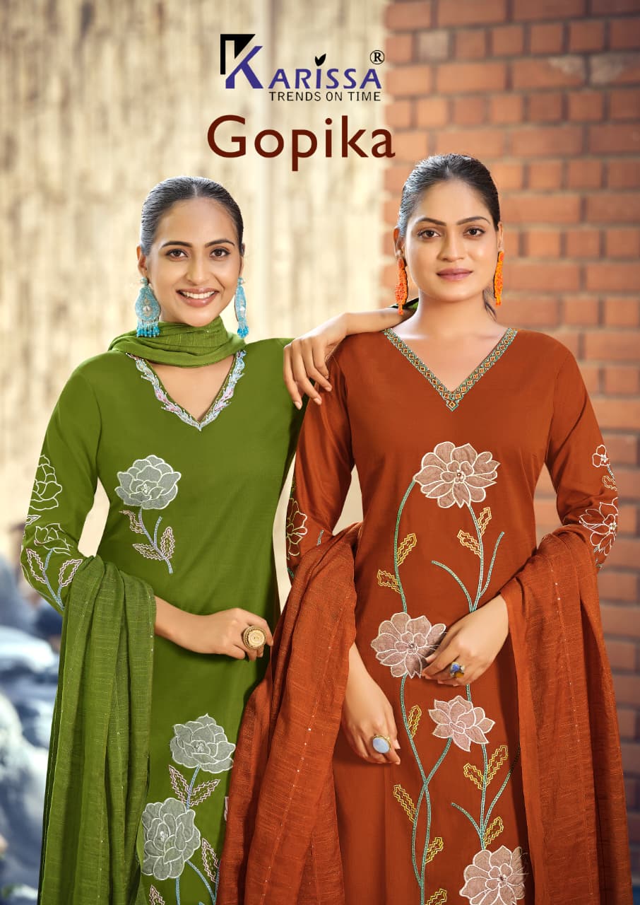 Karissa Gopika Cotton Embroidered Kurti With Bottom Dupatta