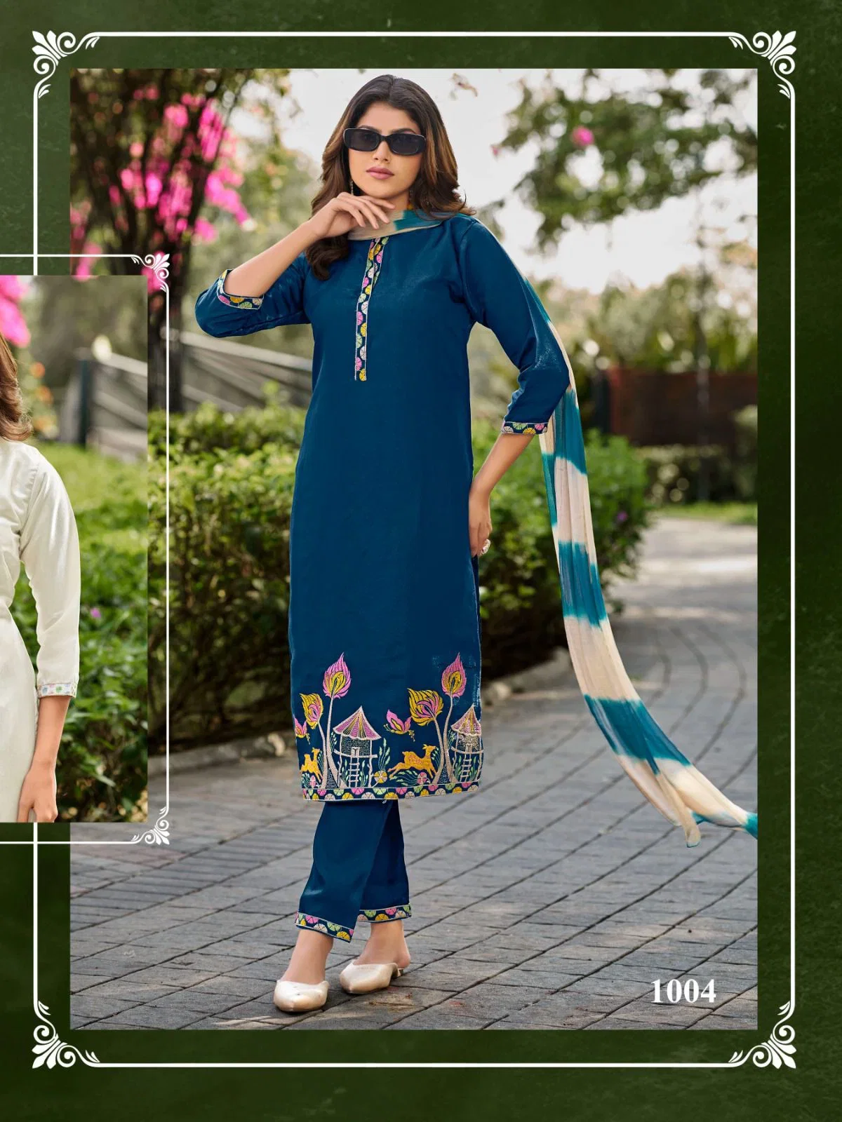 Sankheswer Aamaal Vol 1 Glass Roman Silk Fancy Work Kurti With Bottom Dupatta