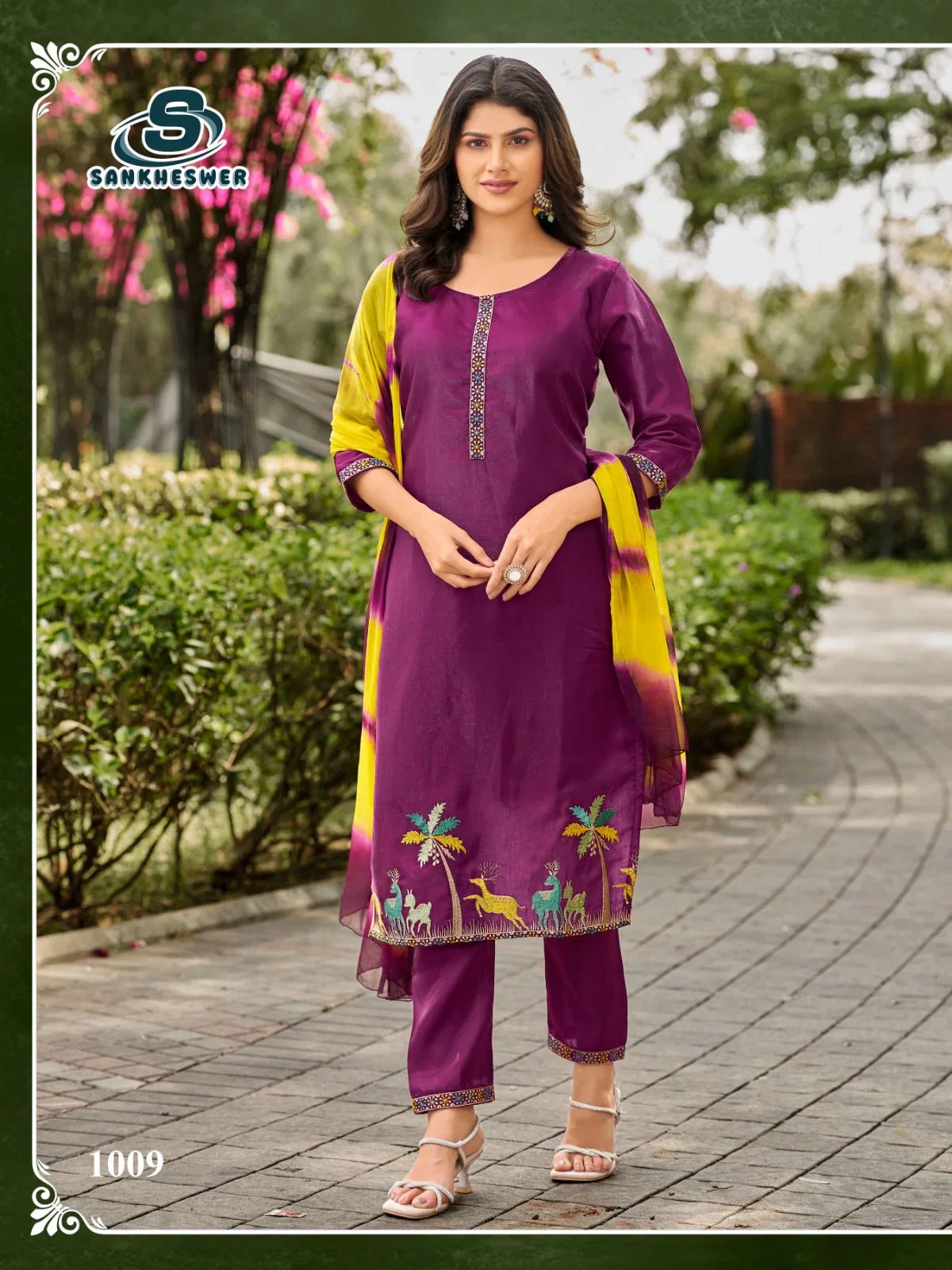 Sankheswer Aamaal Vol 1 Glass Roman Silk Fancy Work Kurti With Bottom Dupatta